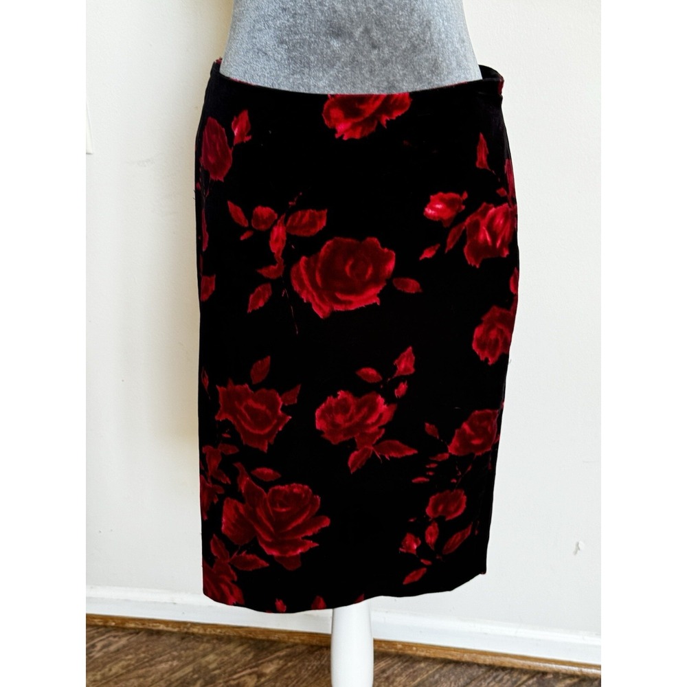 Talbots Skirt 6 Velvet Roses Floral Lined Coquette Old Money Whimsigoth Classic‎ - Picture 2 of 14